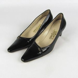 SALVATORE FERRAGAMO Black Patent Leather Heels  8